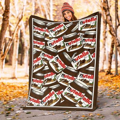 1pc Nutella Pattern Blanket for Sofa Bed Soft and Light Bedding Ideal for Picnics, All-Season Christmas Outdoor Decor Accessories-c0803002