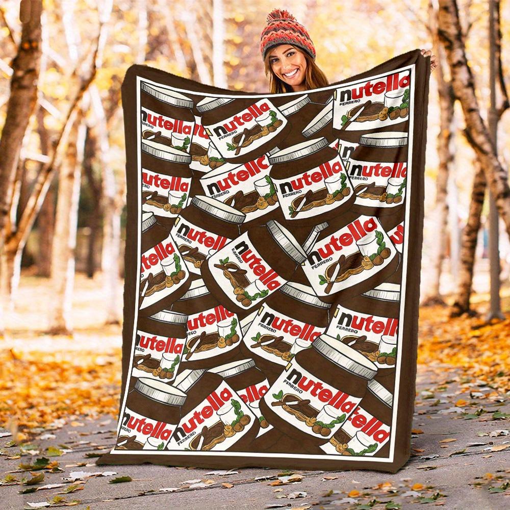 1pz Coperta con Fantasia Nutella per Divano Letto Morbida e Leggera Biancheria da Letto Ideale per Picnic, Accessori Decorativi Natalizi per Esterno per Tutte le Stagioni-c0803002