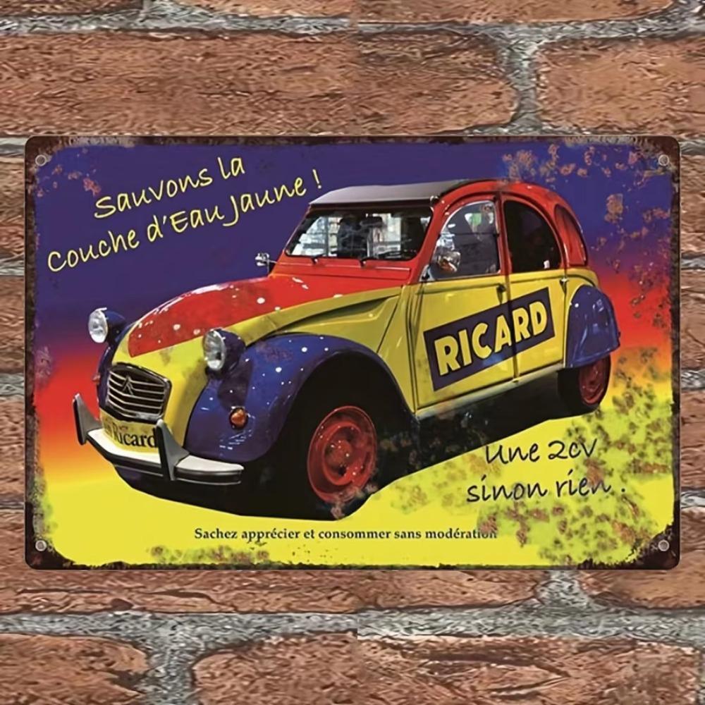 Ricard Car Vintage Garagenschild - Retro Blech Wanddeko für Man Cave, Zuhause & Garage, 8"x12" Mehrzweck, Schilder, 1 Stück