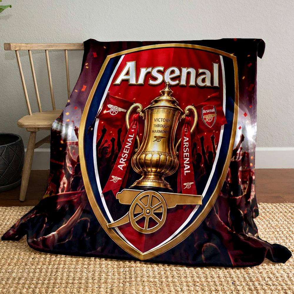 Arsenal Red Theme Designed Flannel Blanket for Bedroom, Living Room, Sofa, and Nap