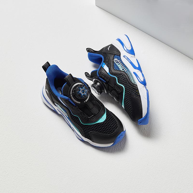 Anta Lehké Nárazy Tlumící Prodyšné Nízké Dětské Běžecké Boty Dětské tenisky Černá Modrá A12439974-2