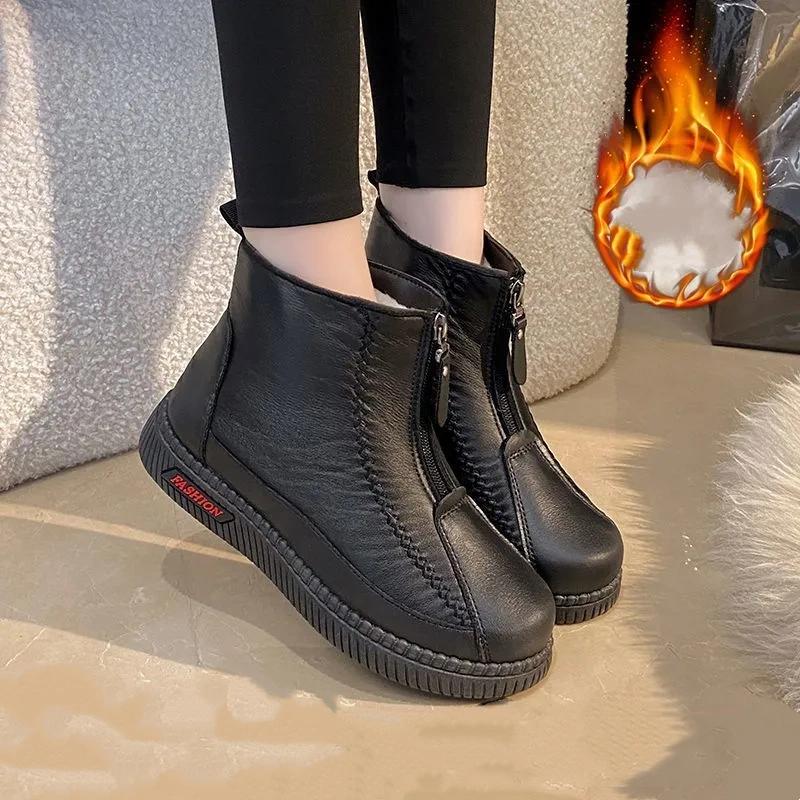 Winter Warm Cotton Shoes, Women's Plus Velvet Thickened Shoes, Soft-soled Waterproof and Cold-resistant Snow Boots, Short Boots