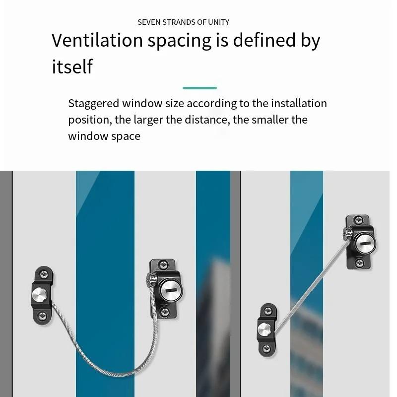 Limiteur de porte fenêtre Sécurité bébé enfant animal de compagnie Kits de verrouillage à chaîne de sécurité Acier inoxydable Limiteurs de fenêtre à battant