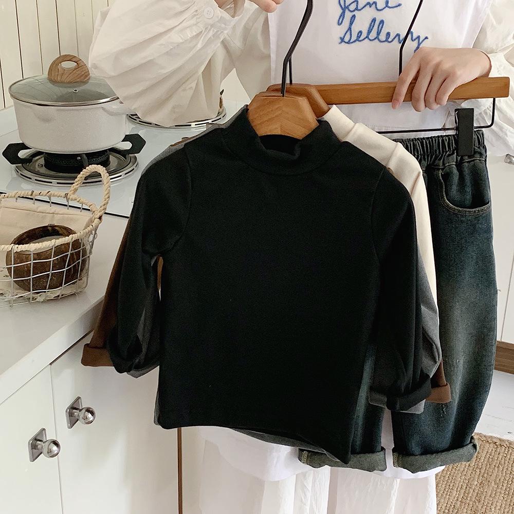 Kino Zimowy Chłopięcy Top Bazowy z Półwysokim Dekoltem w Stylu Koreańskim