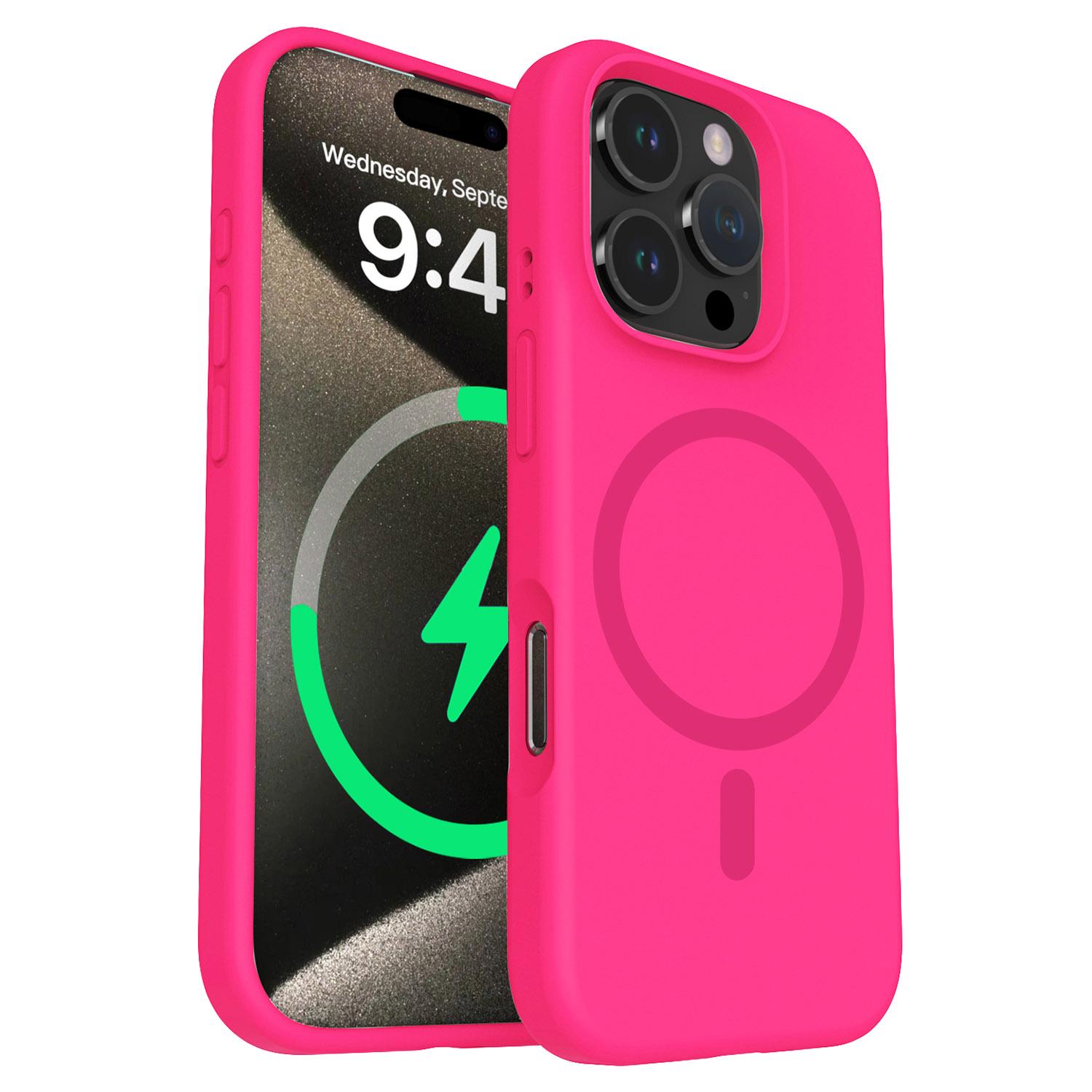 

For iPhone 16 Pro Max Case Compatible with MagSafe PC+Liquid Silicone Phone Cover Rose