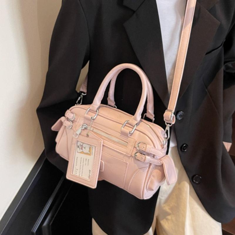 Stylish Design Glossy PU Sqeare Shoulder & Crossbody Bags Solid Zipper  Trendy Designer Style Handbags for Women