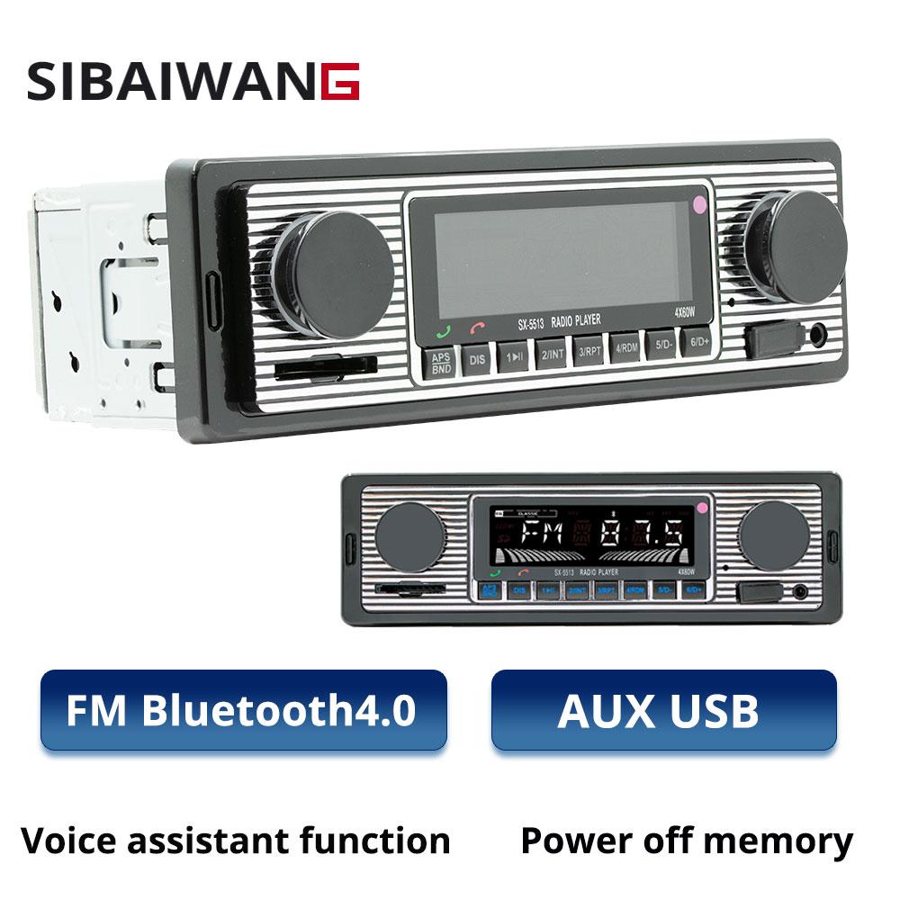 1Din MP3 Car Radio Bluetooth Vintage Dual Knob Player Support FM AUX EQ SD Card 12V Multimedia Stereo Head Unit USB TF Player