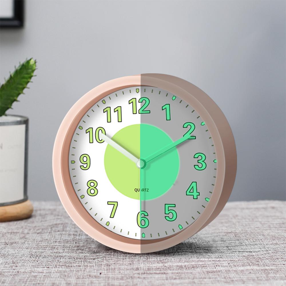 1PC Luminous Alarm Clock Round Frame Luminous Numbers Desk Wake Up Clock Ideal For Bedroom Living Room Office Nighttime Decor