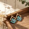 Explosive Rhombus Hollow Hand-painted Enamel Colored Earrings Metal Frame Line Texture Daily Versatile Personalized Earrings