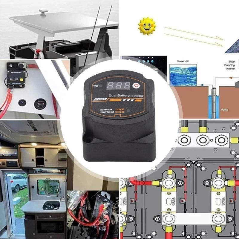Waterproof Car Relays Voltage Setting 12V 140A Double Battery Isolator Digital Voltage Sensitive Relays LCD Display