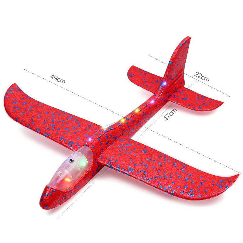 47CM Big Foam Plane Glider Hand Throw Airplane LED Inertial EPP Bubble Planes Outdoor Launch Kids Toys for Children Boys Gift красный