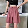 Women's Summer High Waist Wide-Leg Suit Shorts - Loose Casual Five-Point Trousers