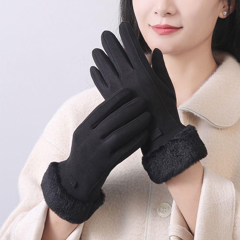 

Women s Gloves, Winter Outdoor Thermal Touchscreen Anti-Slip Riding Gloves with Fleece Lining One Size чорний