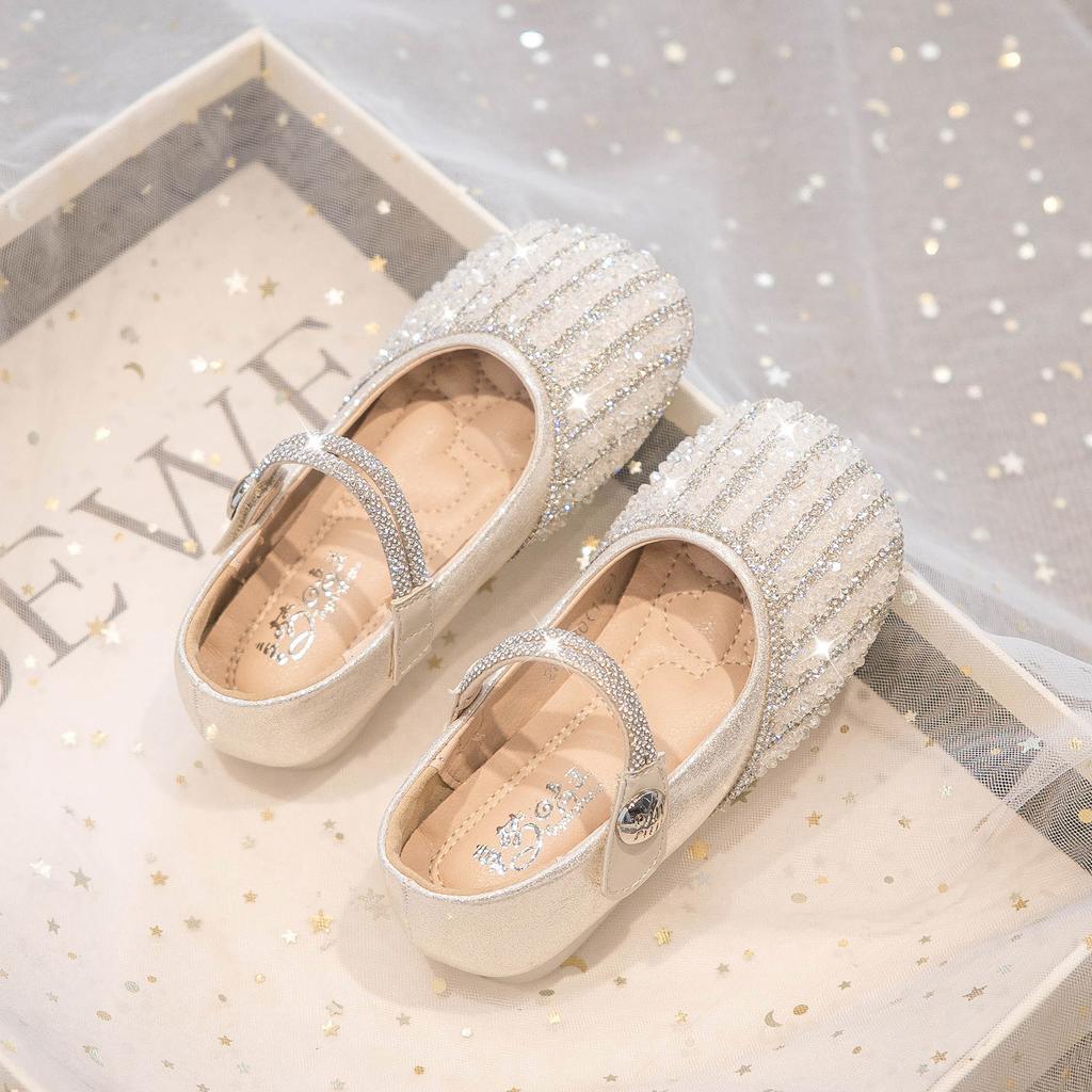 Buty dziecięce Buty księżniczki dla dziewczynek Jesień Nowe Dziewczęce Małe Skórzane Buty Błyszczące Kryształowe Buty Buty do Sukienki