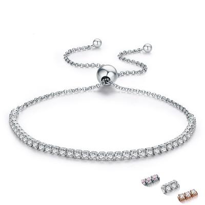 Sterling Silver S925 dámský nastavitelný náramek v krabičce, jednoduchý a vysoce kvalitní náramek
