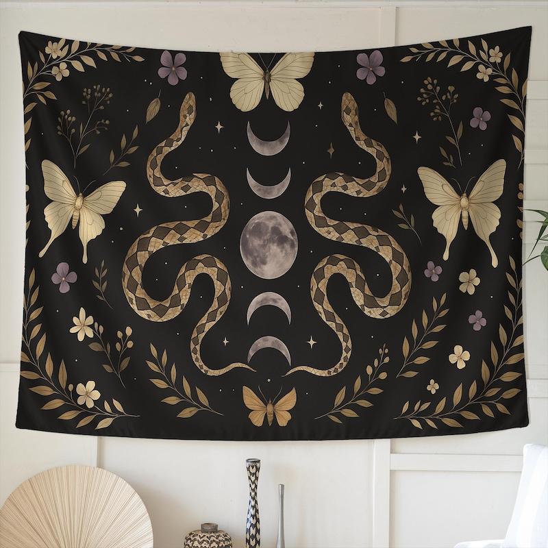 Tapestry mystical moon snake gothic moon 75x100