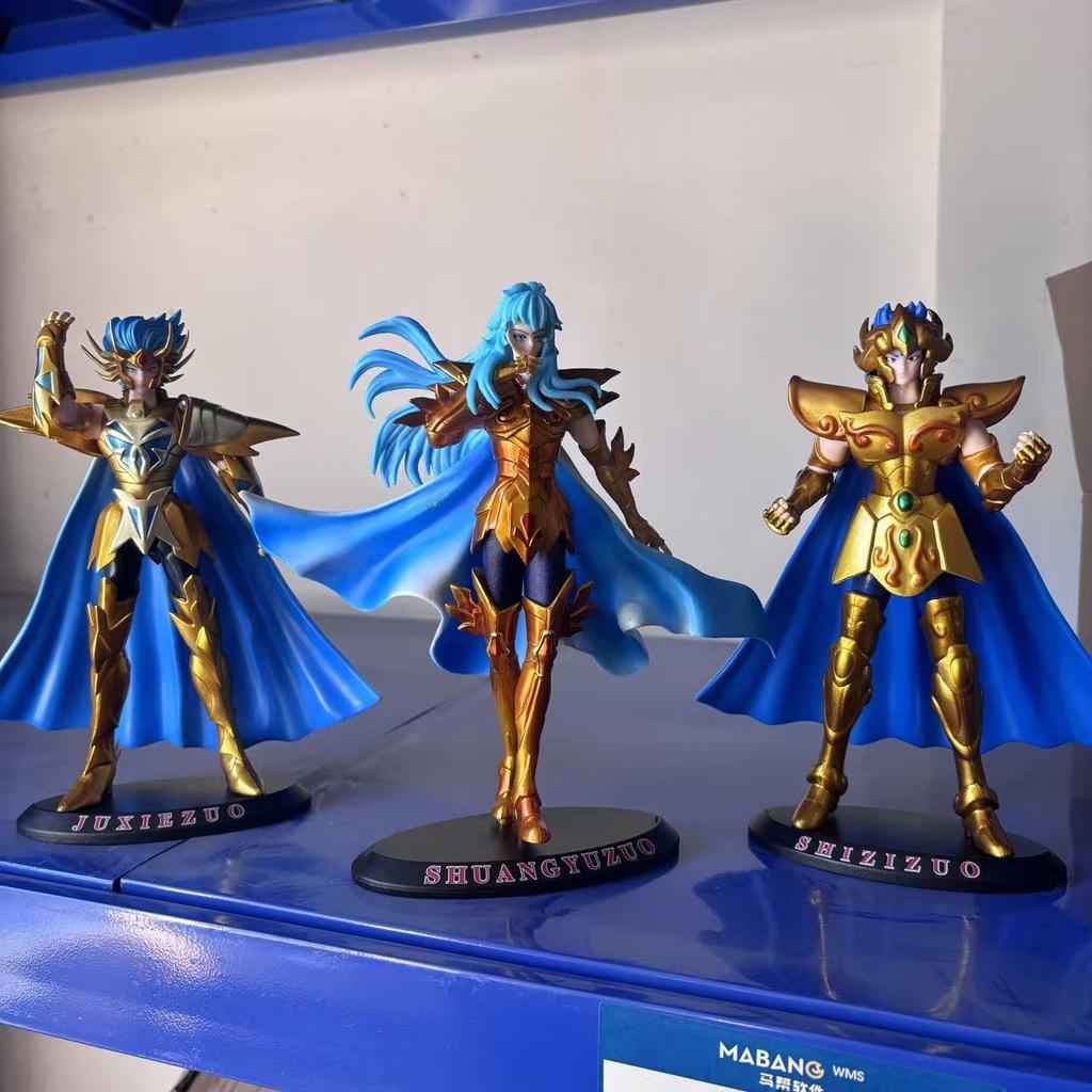 Cheap Anime Gold Saint Seiya Aquarius Aries Pisces Aquarius Cancer Leo PVC Action Figure Collectible Model Toy 19-21cm