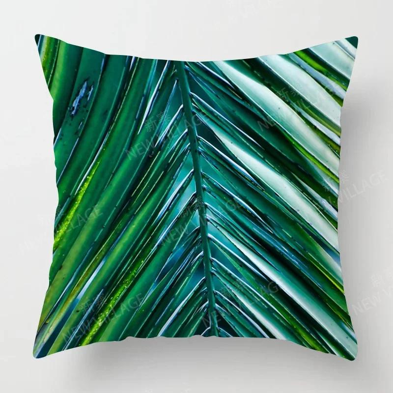Nordic Fall Home Decor Autumn Throw Pillow Case Sofa Cushion Cover Modern Leaf Plant Green