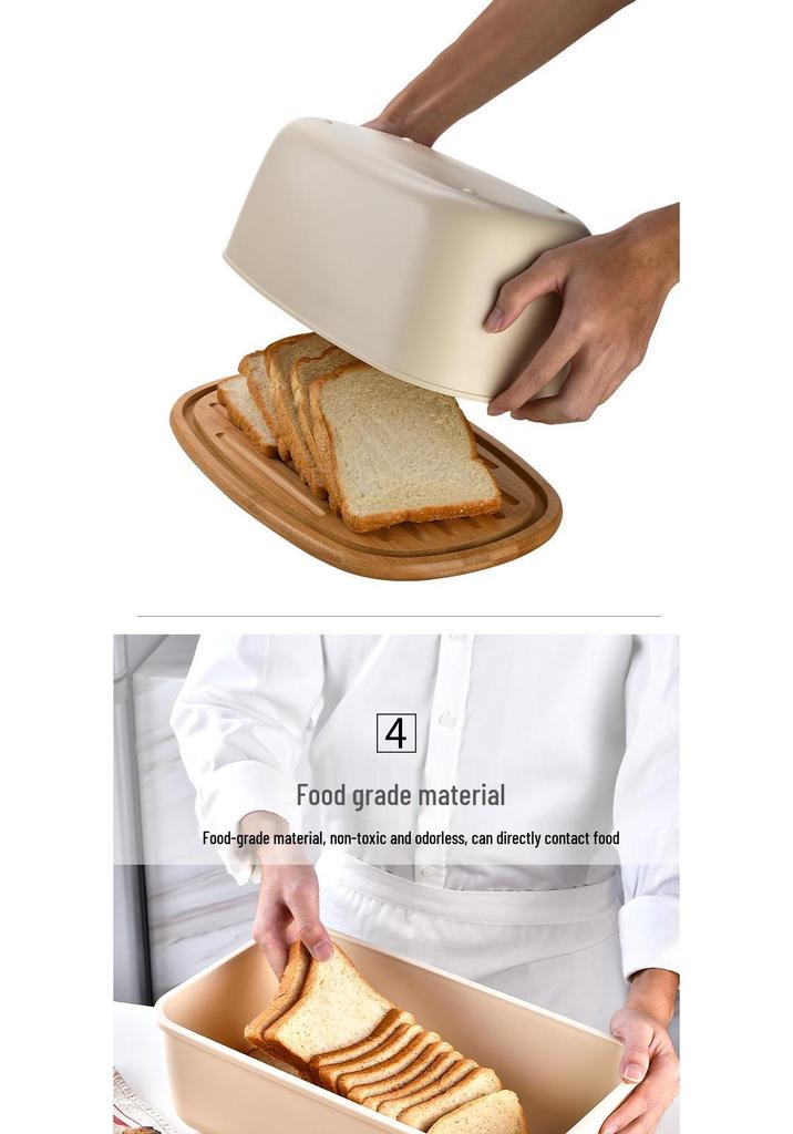 Nordic Bread Box: Large Capacity with Wooden Lid & Cutting Board