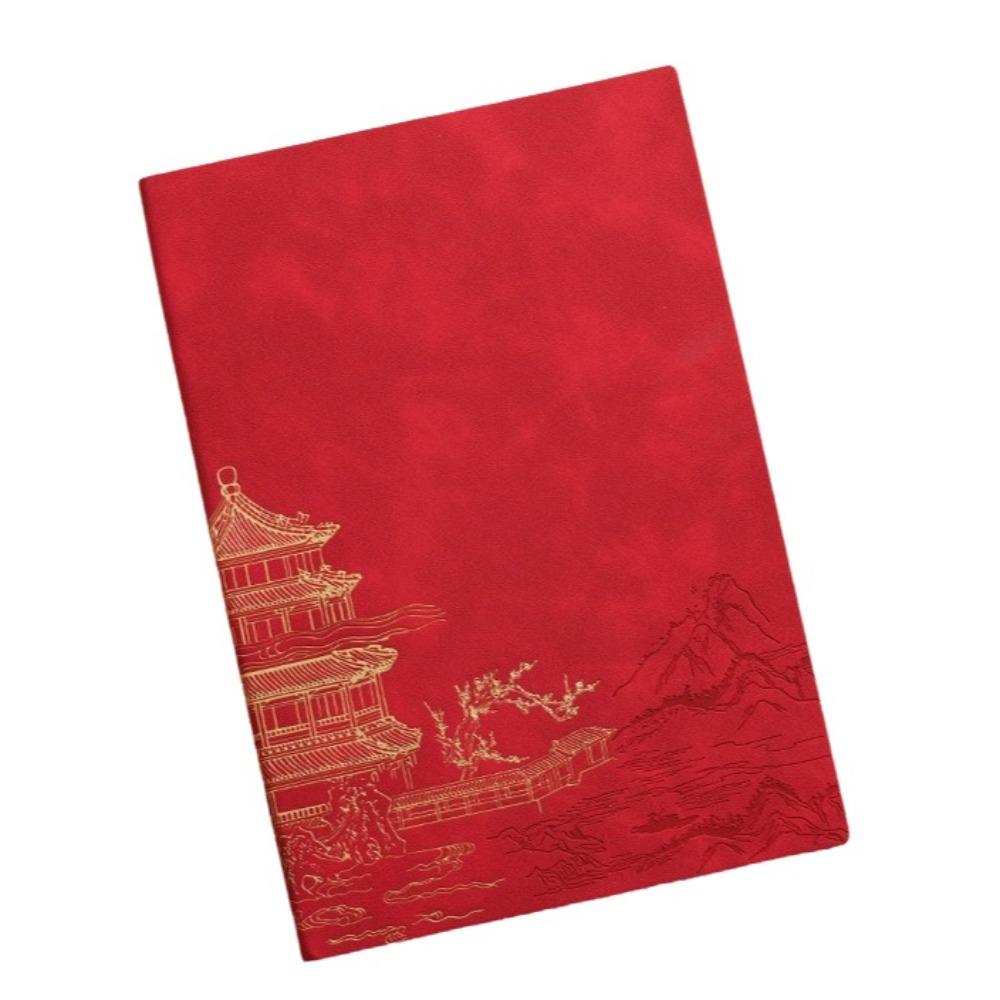 Chinese Style China-Chic Gold Stamping Notepad PU Cover Meeting Record Notebook  School