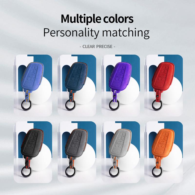 Alcantara For Toyota Rav 4 Xa50 Camry Corolla Suede Car Key Case Shell Remote Cover Keychain Protector Auto Accessories