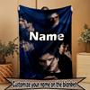 Custom Name Personalized Damon Salvatore Print Blanket, Home Decor, Bedroom, Sofa, Camping, Couch, Gifts for Birthday Christmas