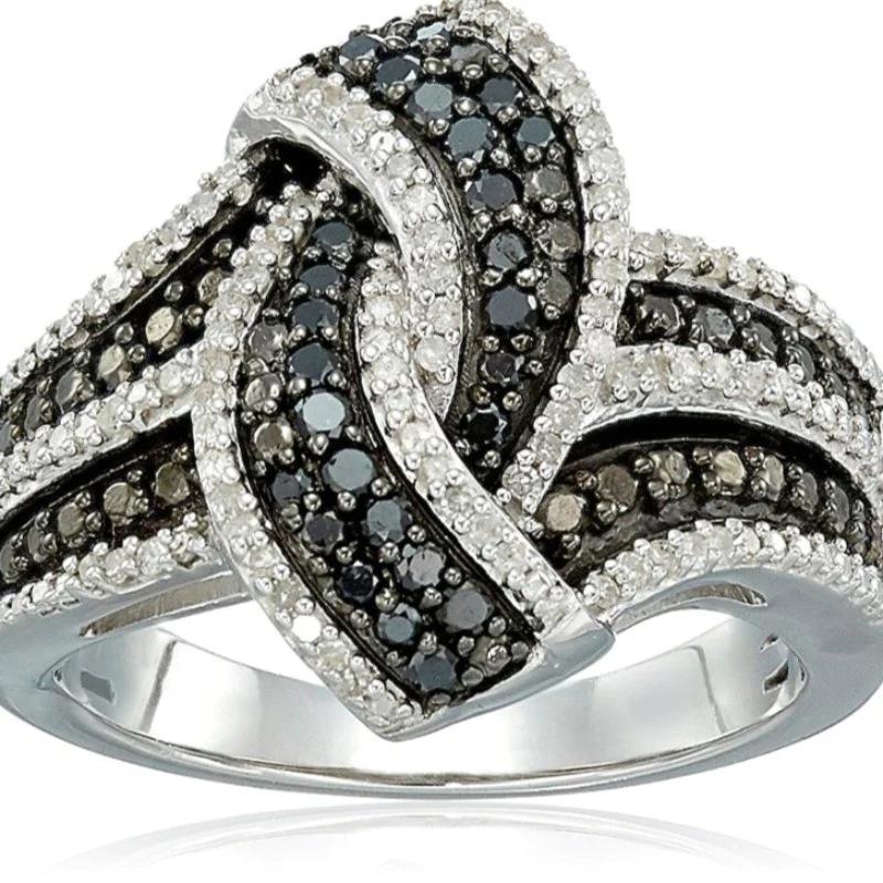 Inlaid Super Flash Zircon Ring, Two-Color High-Elegant Temperament Ring, Swing Arm Design