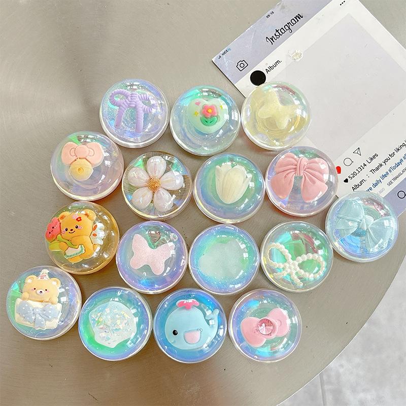 Wind Girl Heart Flower Bow Bear Transparent Airbag Mobile Phone Holder Paste Desktop Watch Chasing Drama