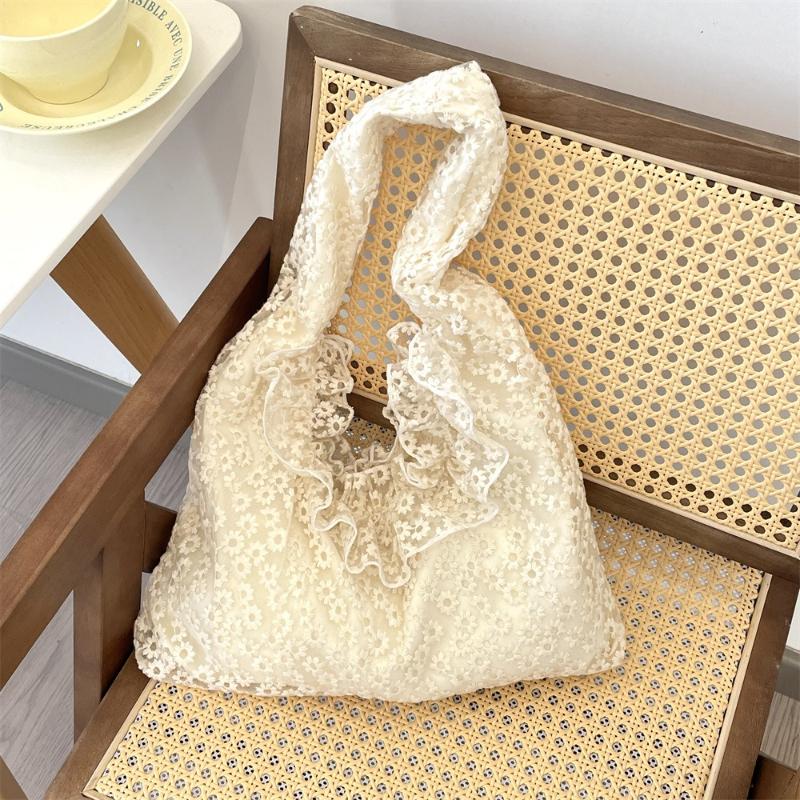 Lace Daisy Canvas Bag Tote Bags for Women Trendy Shoulder Bag Shopping Bags Mother Kids Bag Class Bags for Girl Bolsos De Mujer