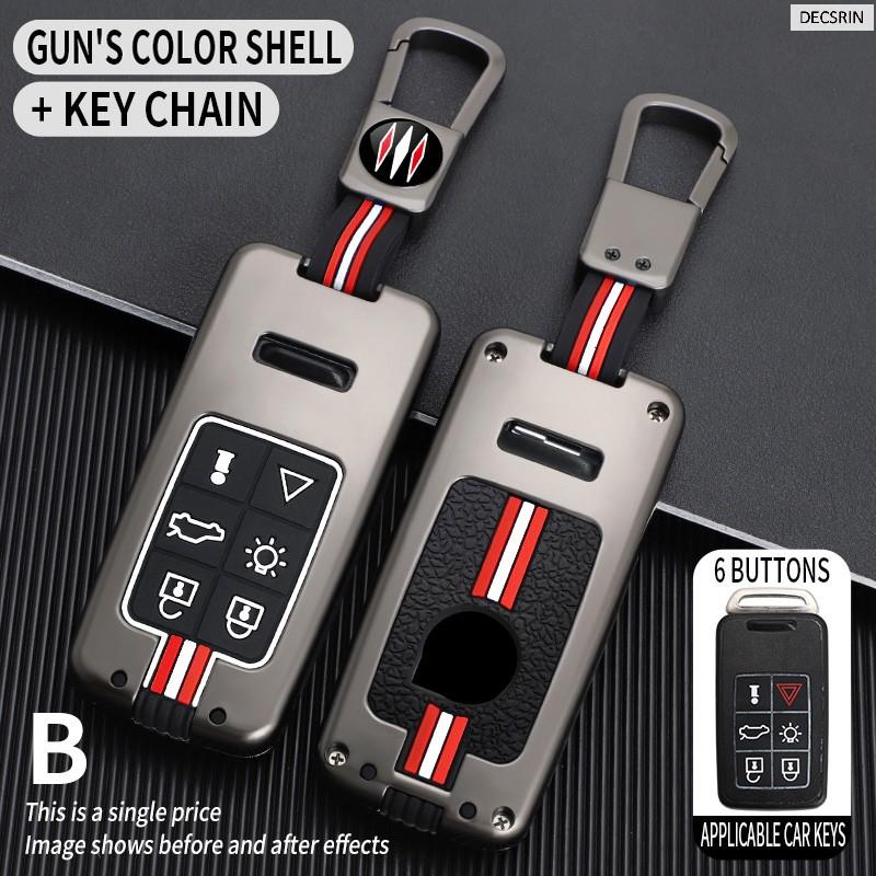 Zinc Alloy+Silicone Car Key Case Cover For Volvo XC60 V60 S60 S80 XC70 V40 5 6 Buttons Remote Key Protection Holder Shell