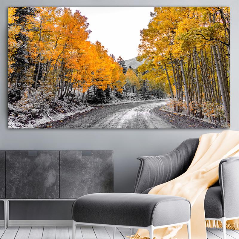 Yellow Birch Forest Canvas Painting Autumn Golden Tree Posters and Prints Landscape Pictures for Living Room Home Wall Decor