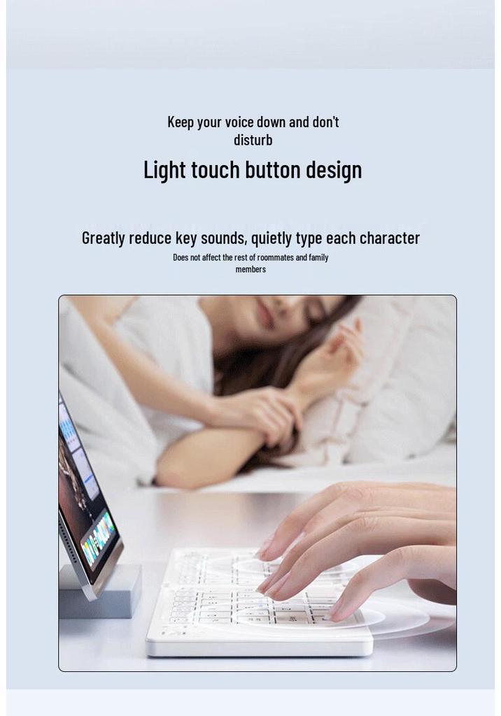 Compact Wireless Bluetooth Keyboard - Double Folding, Multi-System, Multi-Channel, Ideal for Tablets