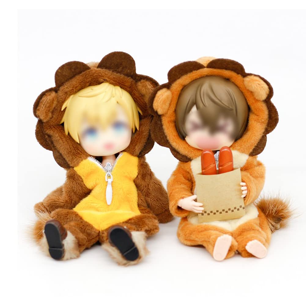 HIGHAWK Obitsu 11 OB11 Size Costume Obitsu Doll 11 Clothes Animal GSC Home Wear Doll Clothes 112bjd Doll Clothes Fluffy 11cm Doll (lion, Light Brown)