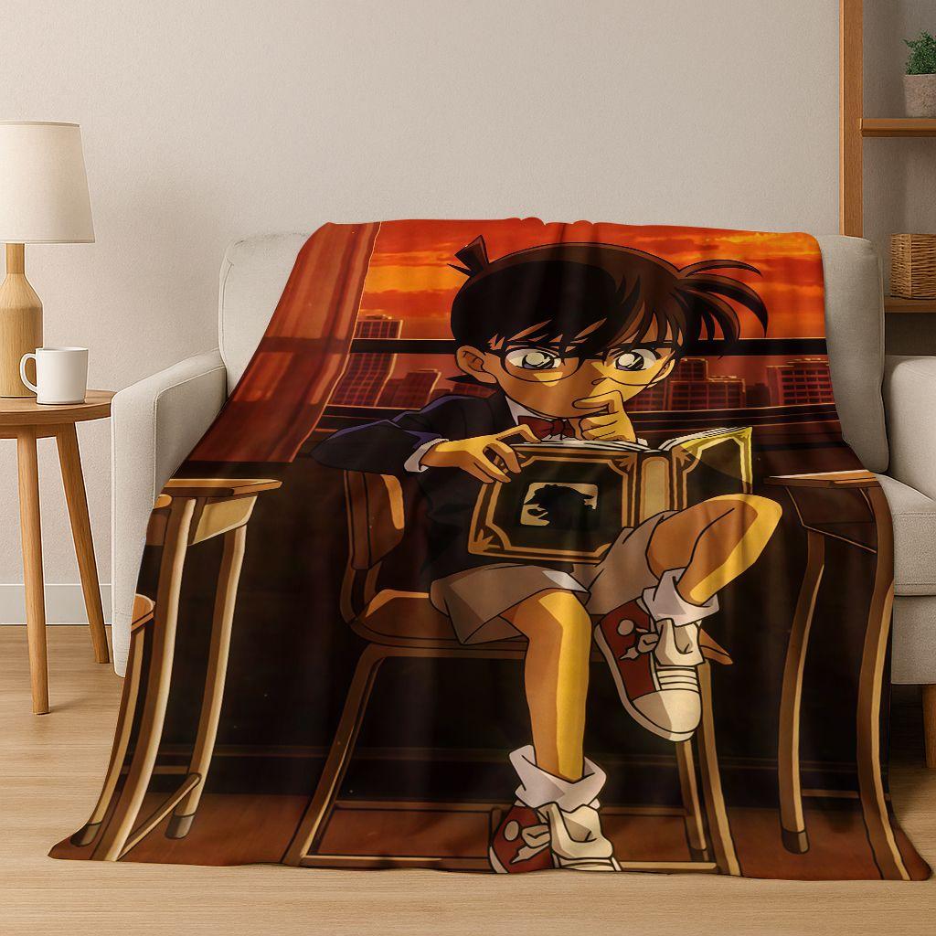 Retro Anime Detective Conan Cartoon Flannel Blanket,Warm and Cozy Soft Throw Blanket for Home Bedroom Bed Sofa Picnic Cover Kids