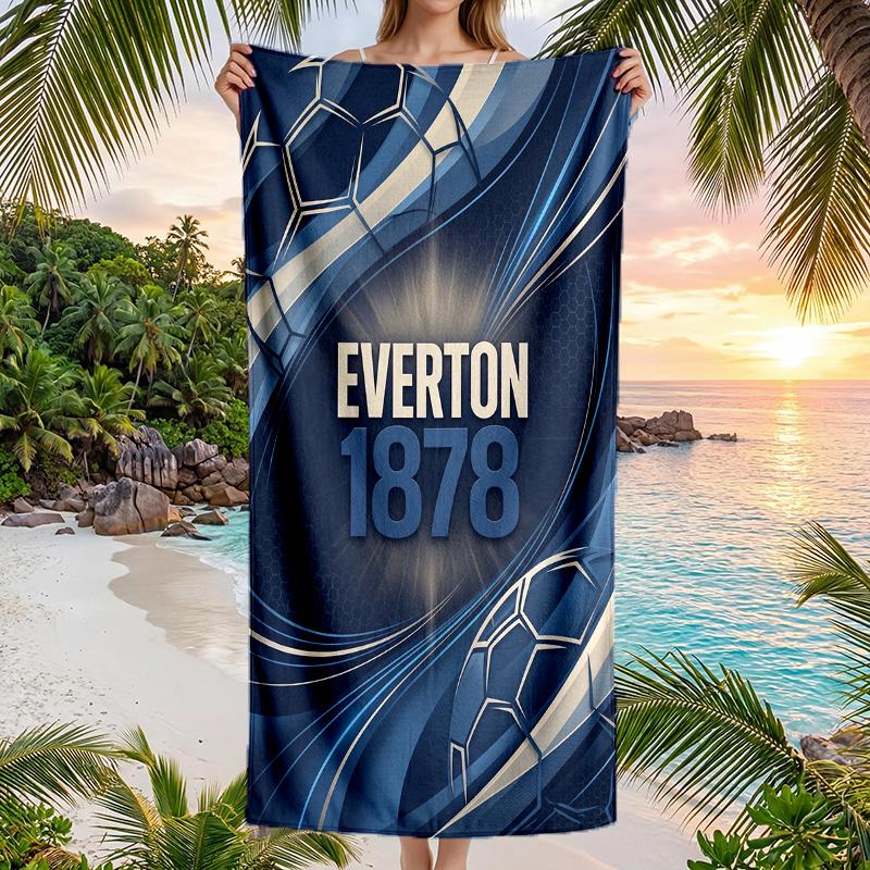 Asciugamano da Spiaggia Calcio Everton Morbido Microfibra Asciugamano Estivo Asciugatura Rapida Assorbente per Spiaggia Piscina Viaggio