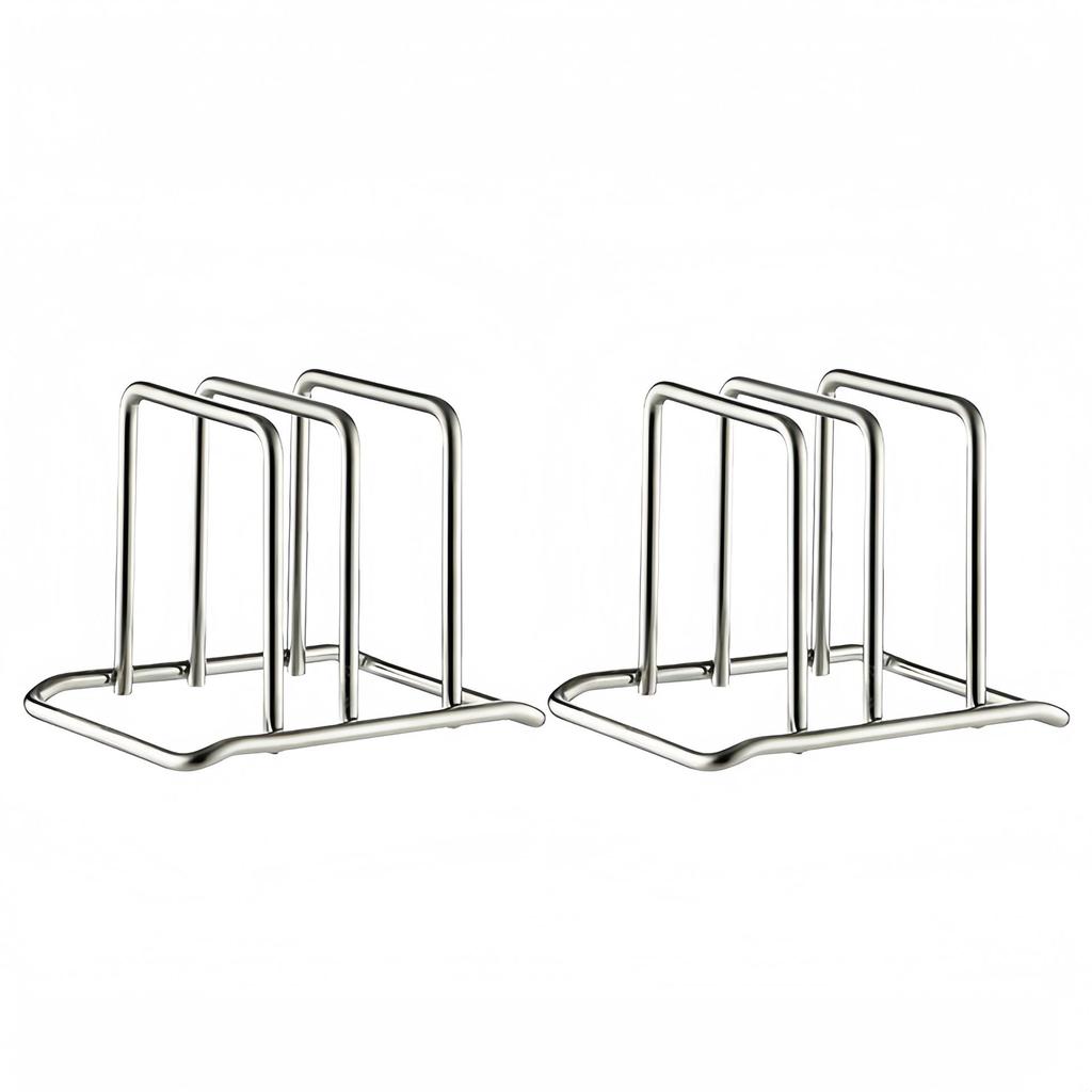Stainless Steel Kitchen Cutting Board and Pot Lid Storage Rack, Double Compartment, Portable, YX.