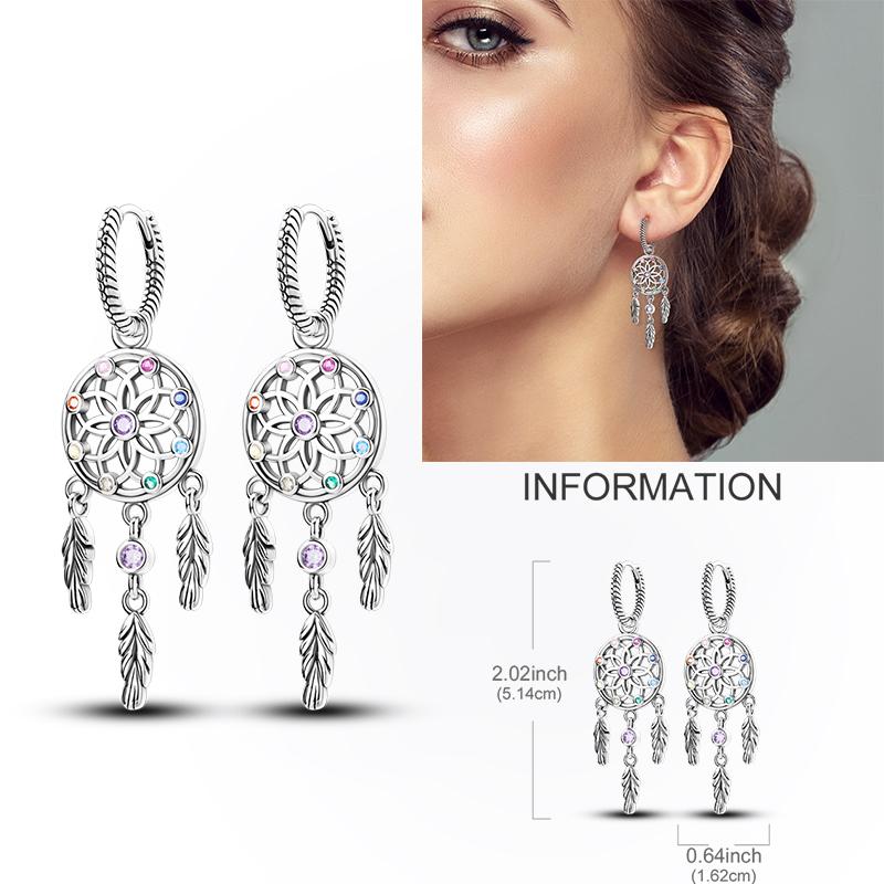 925 Silver Hoop Earring Moon Sun Earring Pendent Zircon Heart Shape Star Eardrop For Women Girl Making Jewelry
