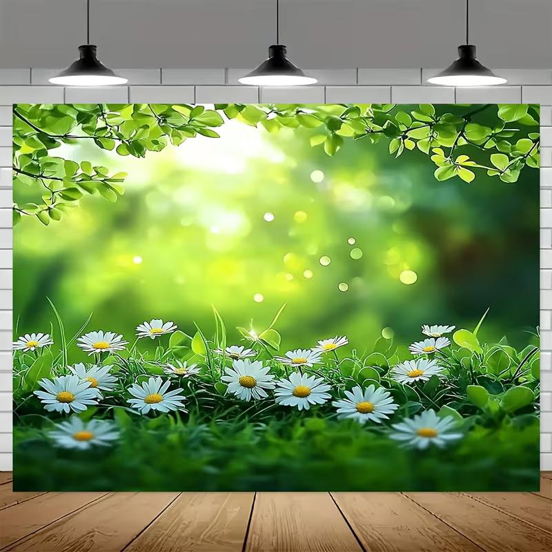 2D Spring Garden Banner, Fresh Flowers and Greenery Backdrop for Party Decor 47.2x31.5inch/120*80cm