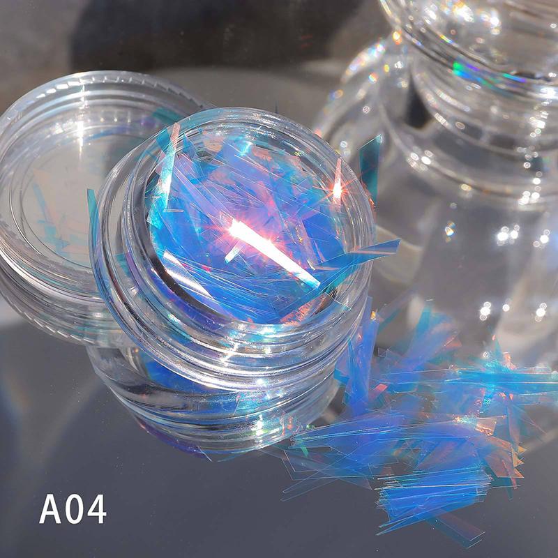 1 Caixa Papel Holográfico Irregular Vidro Quebrado Folha de Unha Aurora Decalque Gradiente Laser Flocos Adesivo Acessórios Diy Decoração de Manicure