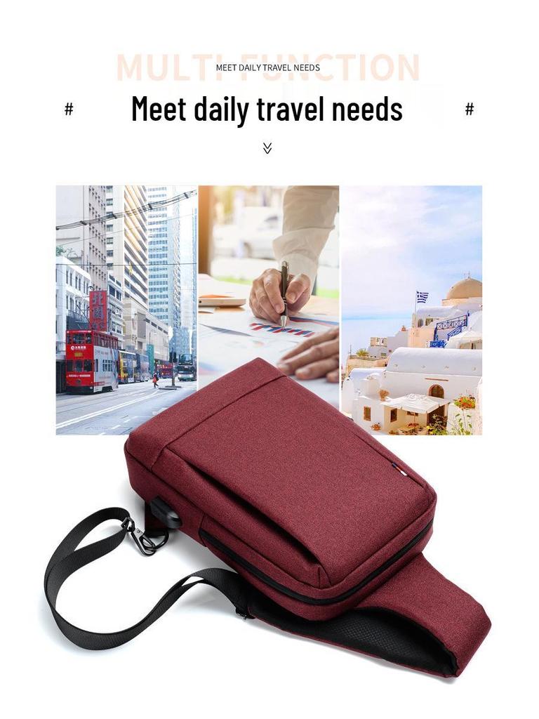 Men's Waterproof Oxford Crossbody Chest Bag - Casual Sling Bag with Large Capacity