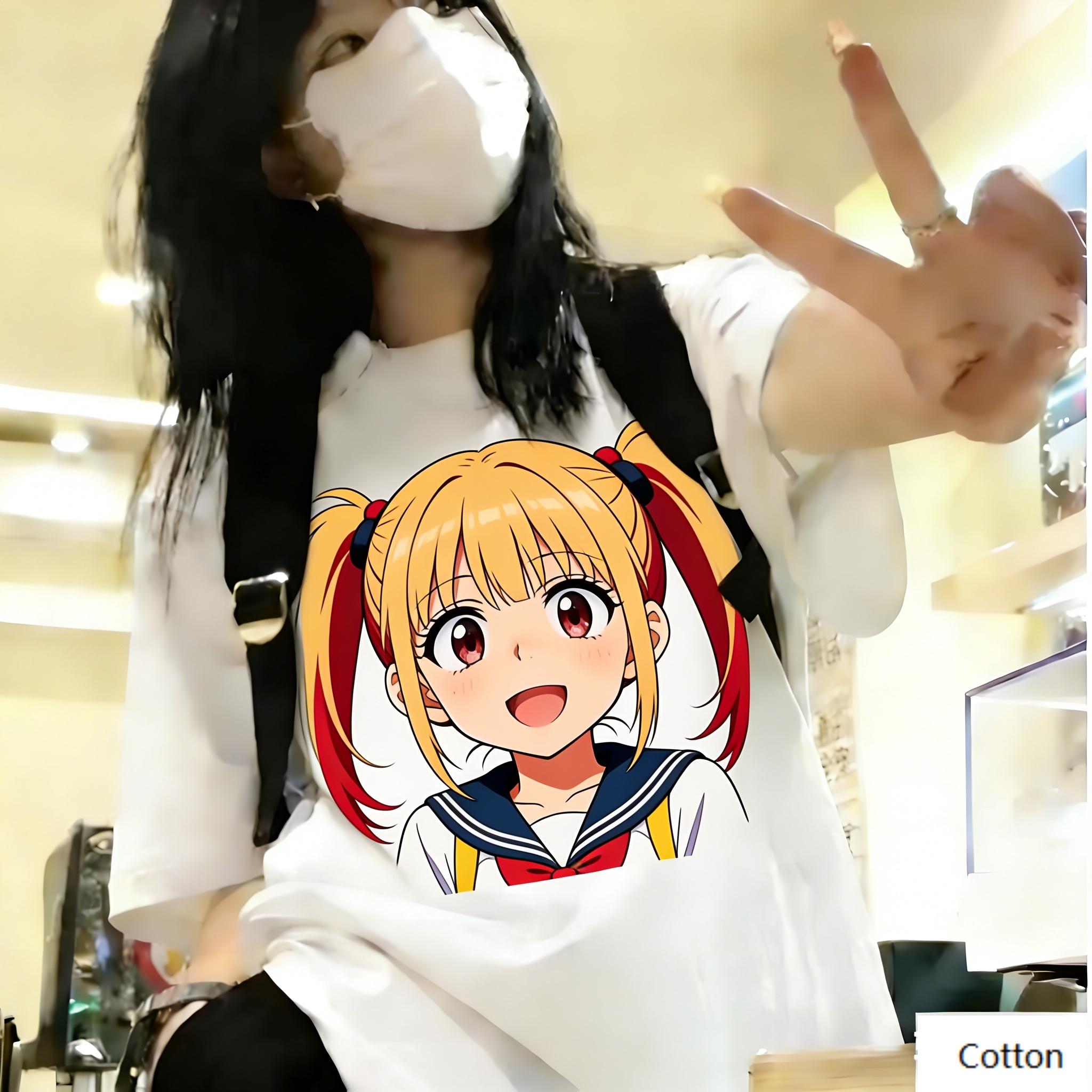 Sweet Style Unisex Cotton TShirt Featuring Cute Blonde Twin Tail Anime Girl Design Japanese Kawaii Style Top M