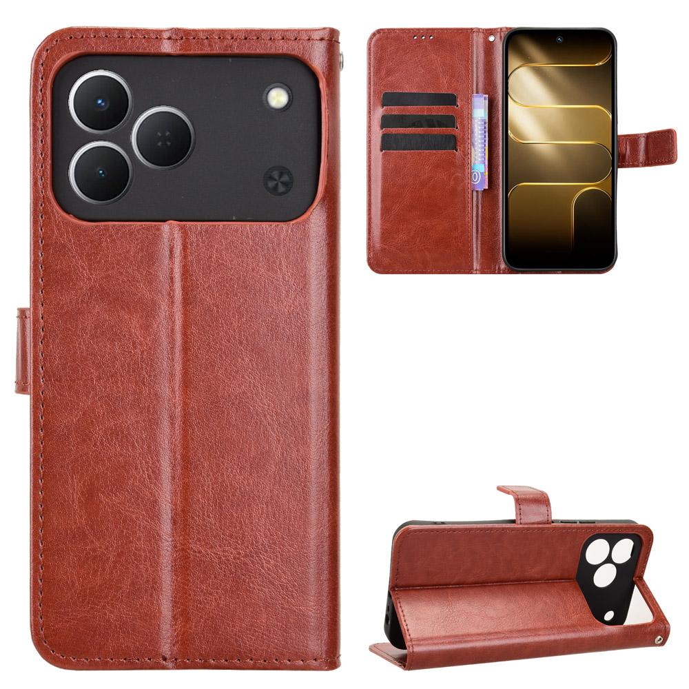 Flip Cover Compatible for Tecno Spark 50 4G Leather Case [Flip Vintage Leather] Shockproof Durable Retro Phone Case