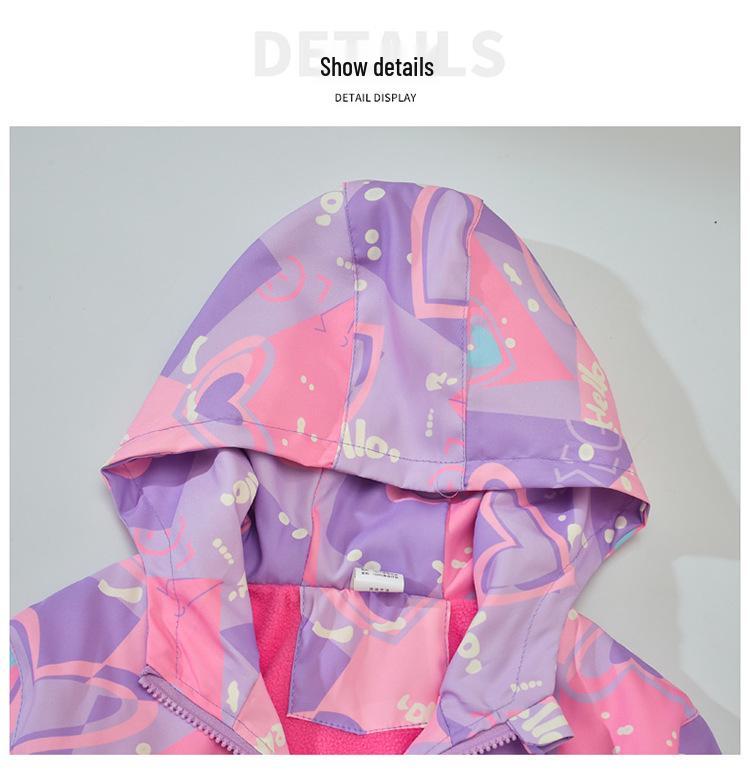 Mädchen Windjacke im koreanischen Stil mit Fleecefutter - Herbst/Frühling Outdoor-Oberteil