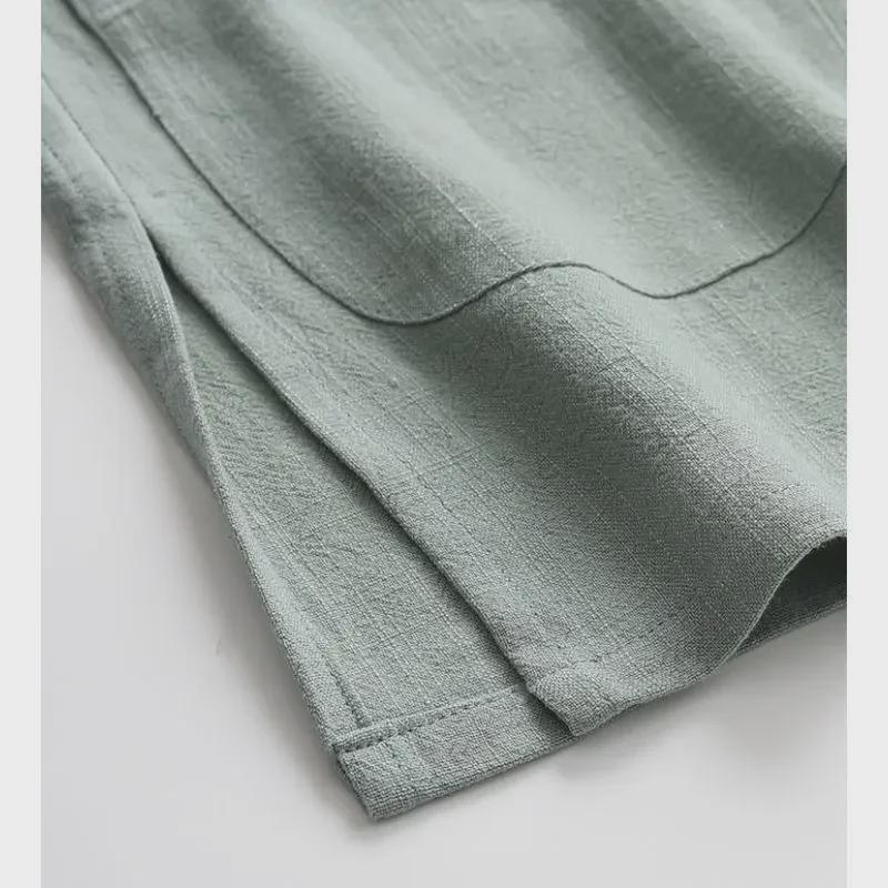 Men's Cotton Linen Tang Suit - Long-Sleeve Retro Chinese Buttoned Attire for Middle-Aged & Elderly, Loose Tai Chi Style