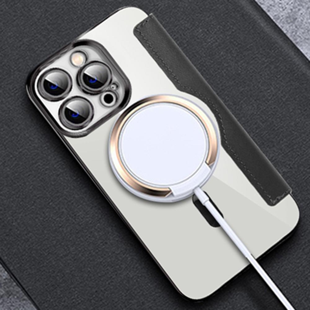 Phone Cover for iPhone 14 Pro,Compatible with MagSafe RFID Blocking Card Slots Fully Wrapped TPU Electroplating Clear Back Flip Case with Lens Film