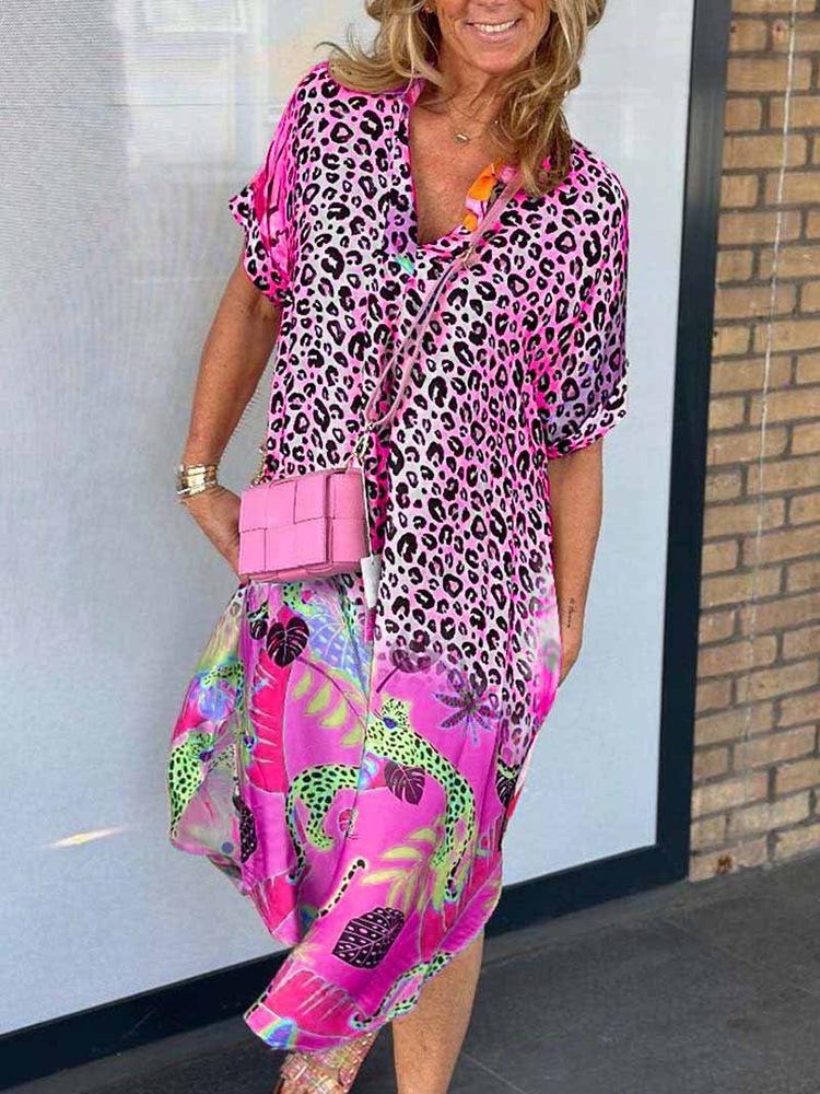 Women's Summer Print Half-Collar Loose Dress