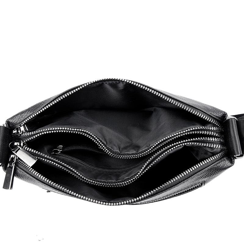 2025 Men's Genuine Leather Crossbody Bag with Three-Layer Main Compartment and Large Capacity