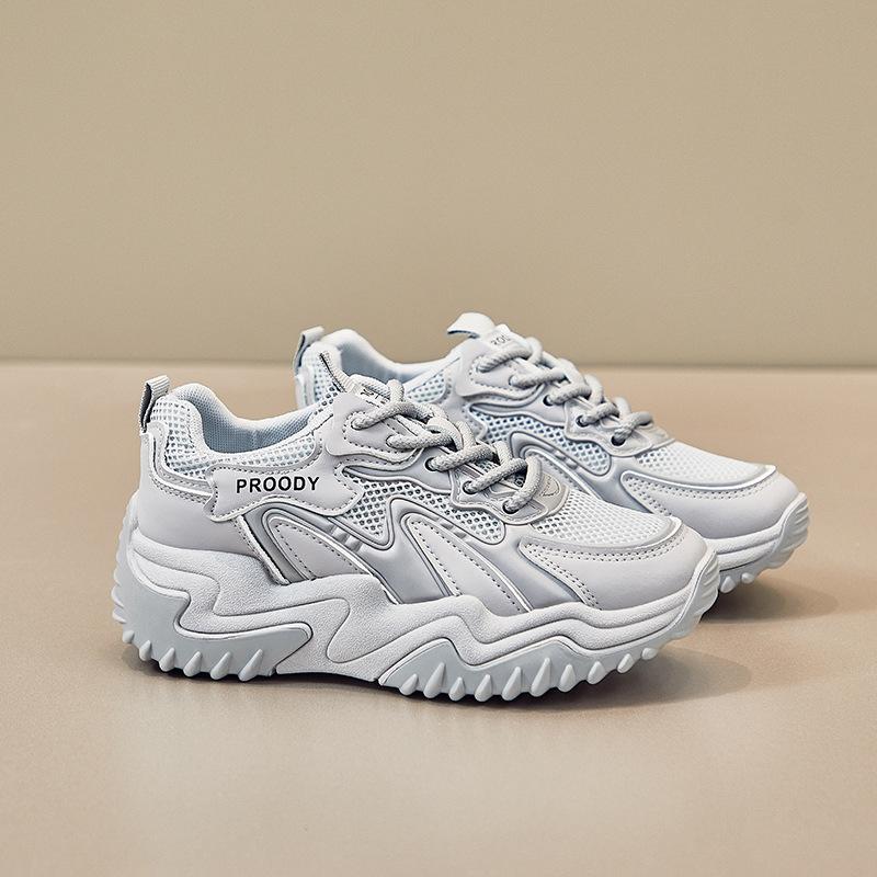 Летние повседневные женские кроссовки на массивной платформе кроссовки из дышащей сетки на шнуровке женские легкие нескользящие прогулочные туфли теннисные кроссовки 35 серый 2339₽
