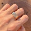 Kienl Square Glossy Gold Trendy Big Size Ring Daily Easy Matching Rings