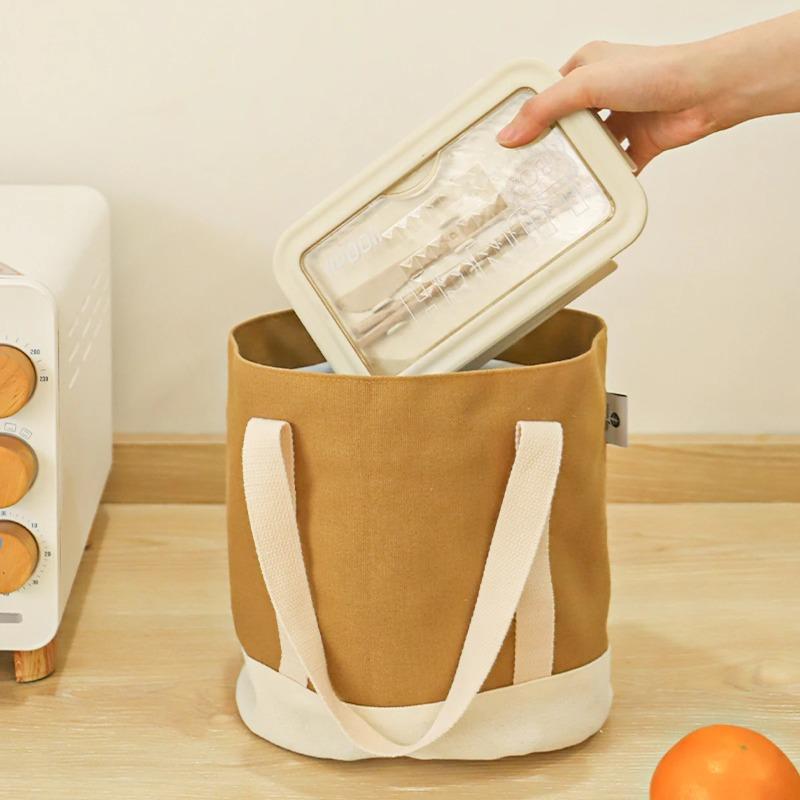 Japanese-style thickened wear-resistant canvas lunch bag, portable lunch bag, portable lunch bag for students and office workers